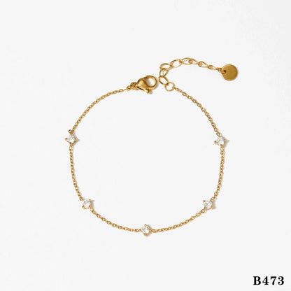 Casual Geometric 304 Stainless Steel Zircon 16K Gold Plated White Gold Plated Gold Plated Plating Inlay Bracelets Anklet Necklace
