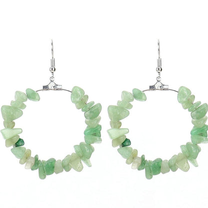 2 Pieces Ig Style Irregular Circle Beaded Plating Alloy Natural Stone Drop Earrings