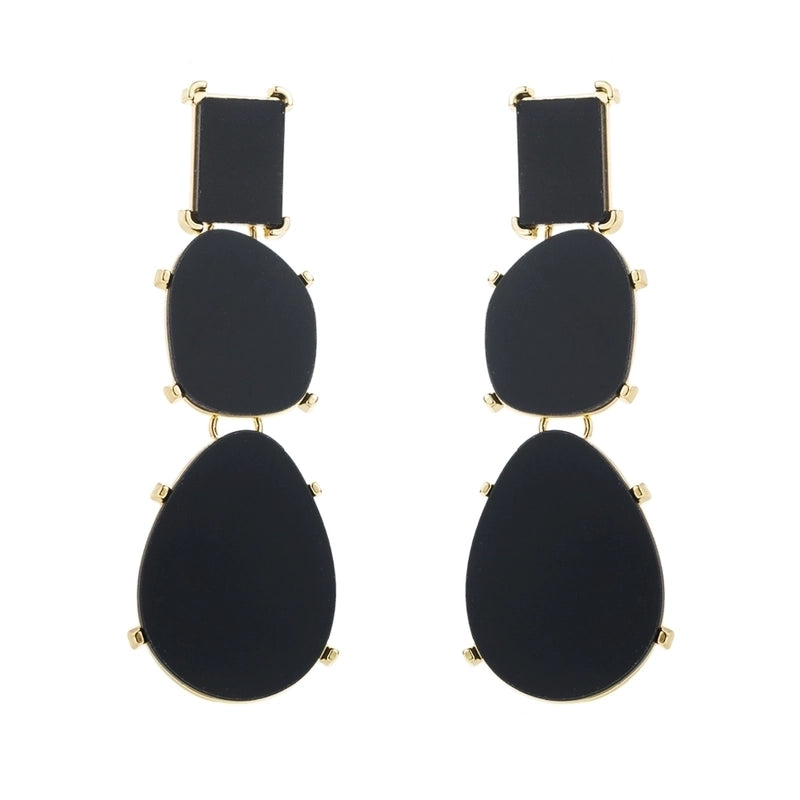 1 Pair Exaggerated Minimalist Geometric Inlay Alloy Resin Gold Plated Drop Earrings