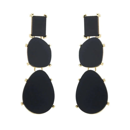1 Pair Exaggerated Minimalist Geometric Inlay Alloy Resin Gold Plated Drop Earrings