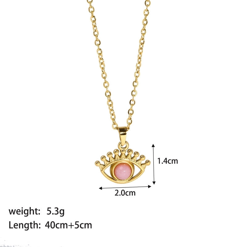 304 Stainless Steel 18K Gold Plated INS Style Plating Inlay Eye Natural Stone Pendant Necklace