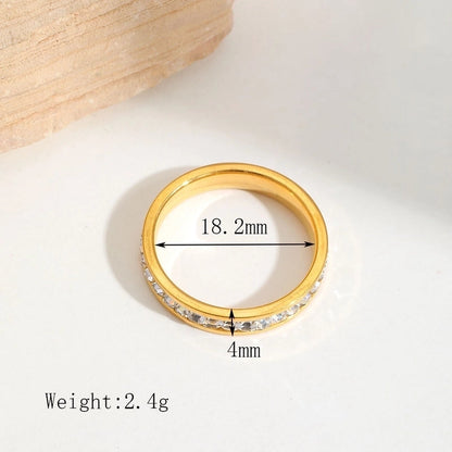 Elegant Minimalist Moon Water Droplets Rectangle 304 Stainless Steel Acrylic Zircon 18K Gold Plated Inlay Open Rings