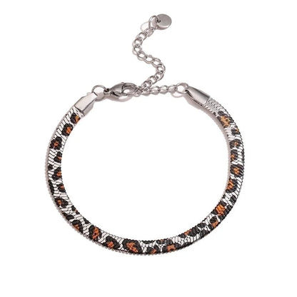 Vintage Style Snake Pattern Leopard 304 Stainless Steel 18K Gold Plated Plating Bracelets Necklace Snake Chain