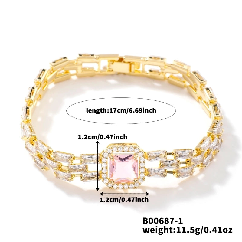 Copper K Gold Plated Inlay Water Droplets Zircon Bracelets