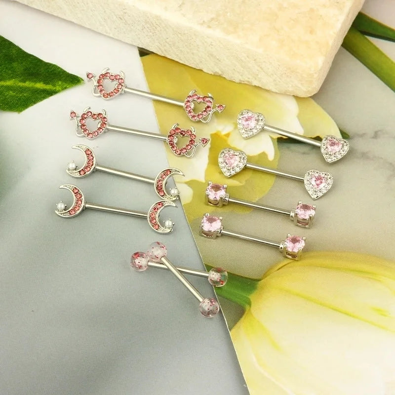 1 Pair Nipple Rings & Studs Minimalist Geometric Heart Shape 304 Stainless Steel Copper Plating Nipple Rings & Studs