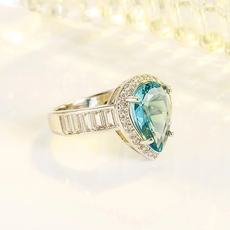 Fashion Water Droplets Copper Rings Inlay Zircon Copper Rings 1 Piece