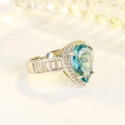 Fashion Water Droplets Copper Rings Inlay Zircon Copper Rings 1 Piece