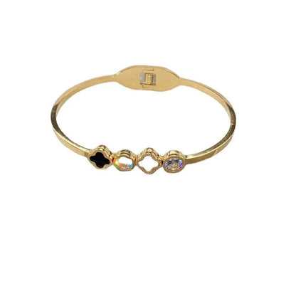 Moderate Luxury Titanium Steel 18K Gold Plated Bangles