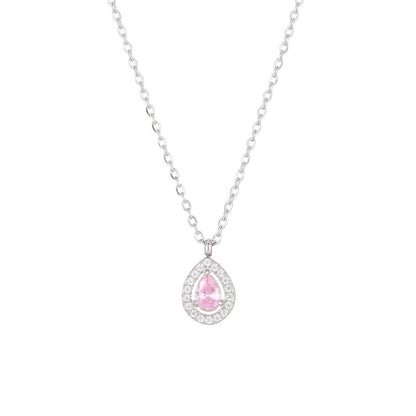 2 Pieces Elegant Minimalist Water Droplets 304 Stainless Steel Zircon White Gold Plated Gold Plated Plating Inlay Pendant Necklace