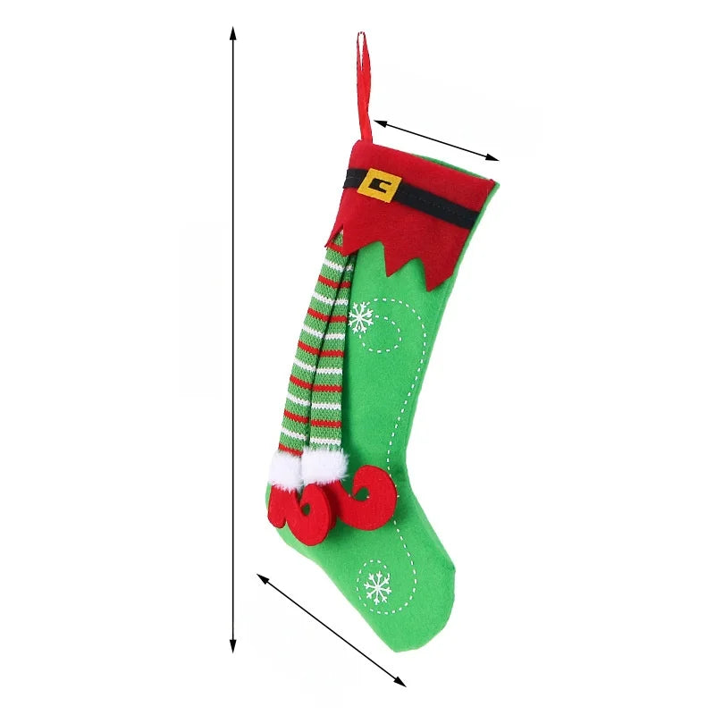 Hot Sale Christmas Stocking Elf Leg Small Gift Bag Fireplace Hanging Decoration Christmas Outfit