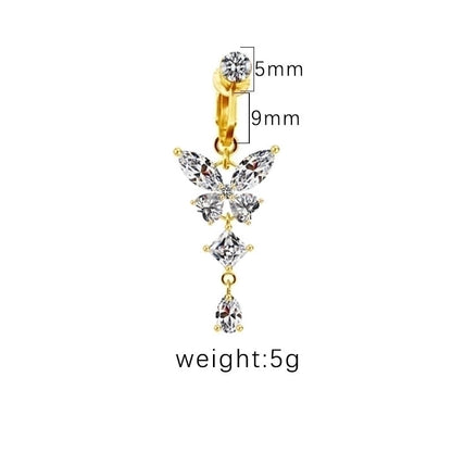 1 Piece Belly Rings Sexy Heart Shape Butterfly Planet 316L Stainless Steel Alloy Plating Inlay Acrylic Rhinestones Glass White Gold Plated Gold Plated