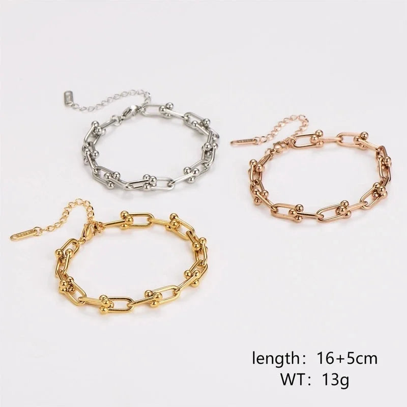 Classic Style Commute U Shape 304 Stainless Steel Bracelets In Bulk