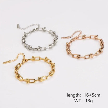 Classic Style Commute U Shape 304 Stainless Steel Bracelets In Bulk