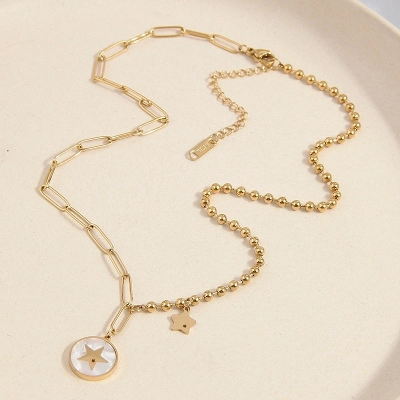 Sweet Minimalist Devil's Eye Titanium Steel Plating Pendant Necklace