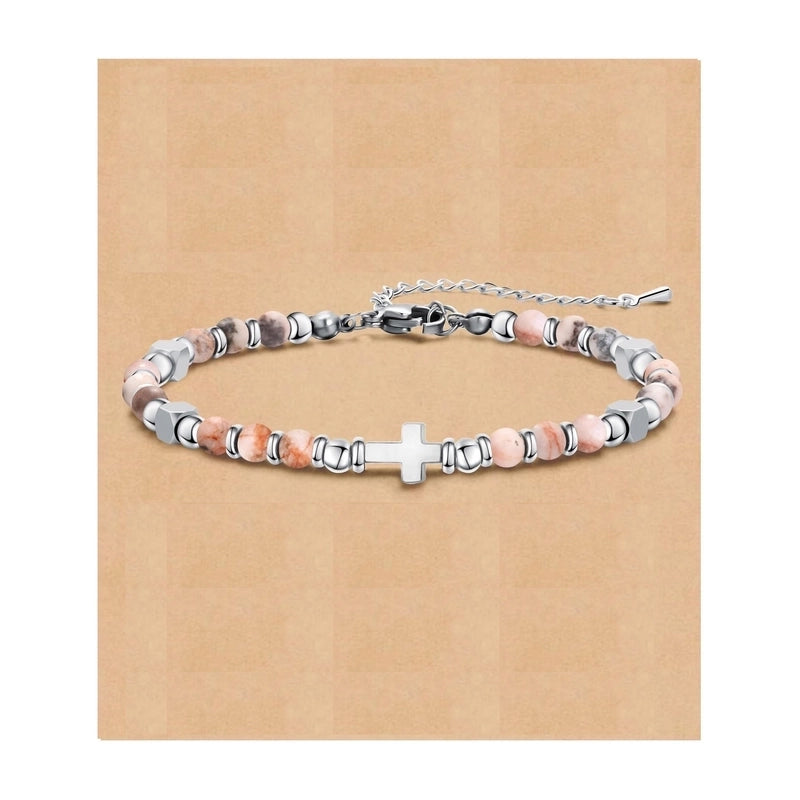 Minimalist Classic Style Round 304 Stainless Steel Natural Stone Bracelets In Bulk