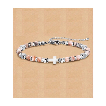 Minimalist Classic Style Round 304 Stainless Steel Natural Stone Bracelets In Bulk