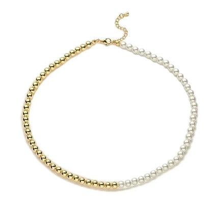 Baroque Style Round Copper Gold Plated Necklace In Bulk