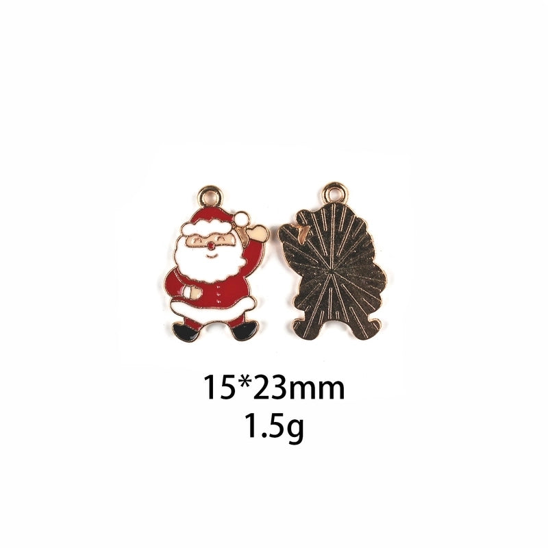 10 PCS/Package Zinc Alloy Christmas Hat Christmas Tree Santa Claus Pendant Jewelry Accessories