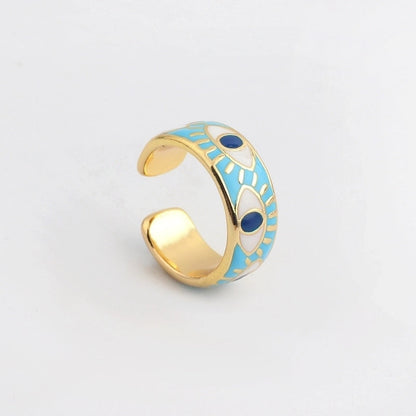 Fashion Devil\'s Eye Copper Open Ring Inlay Resin Copper Rings