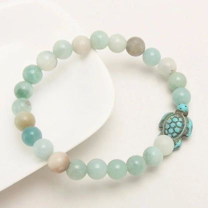 Minimalist Round Turquoise Tiger Eye Beaded Bracelets