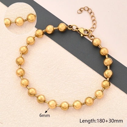 Casual Minimalist Round Oval Solid Color 304 Stainless Steel 18K Gold Plated Bracelets In Bulk