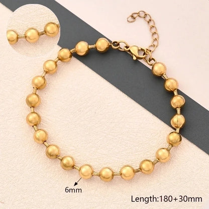 Casual Minimalist Round Oval Solid Color 304 Stainless Steel 18K Gold Plated Bracelets In Bulk