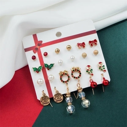 1 Set Cute Candy Bow Knot Snowflake Plating Alloy Earrings