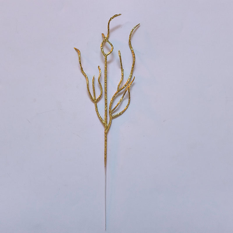 10 Pieces Christmas Decoration Real Tree Branches Golden Bells Dried Tree Branches Leaf Material Accessories Glitter Dried Tree Branches Festive Atmosphere Party Branches