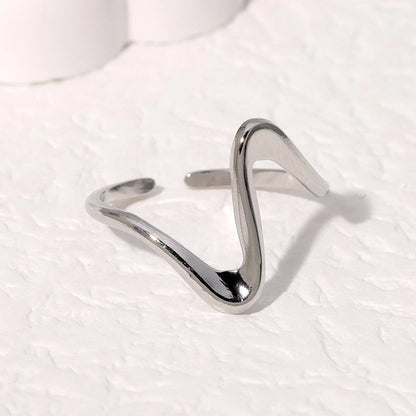 Casual Minimalist Geometric 304 Stainless Steel Hollow Out Inlay Open Rings