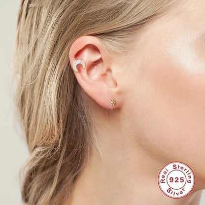 1 Piece Ear Cartilage Rings & Studs Fashion Flower 925 Sterling Silver Plating Inlay Zircon