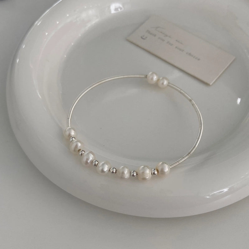 Basic Solid Color Freshwater Pearl Copper Bangle