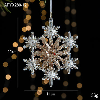 Christmas Ornaments Scene Decoration Supplies Christmas Tree Snowflakes Bells Small Hanging Decorations Crystal Transparent Hanging Ornaments