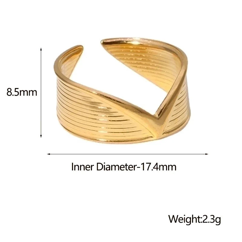 Fashion Geometric 304 Stainless Steel 18K Gold Plated Irregular Stainless Steel Rings