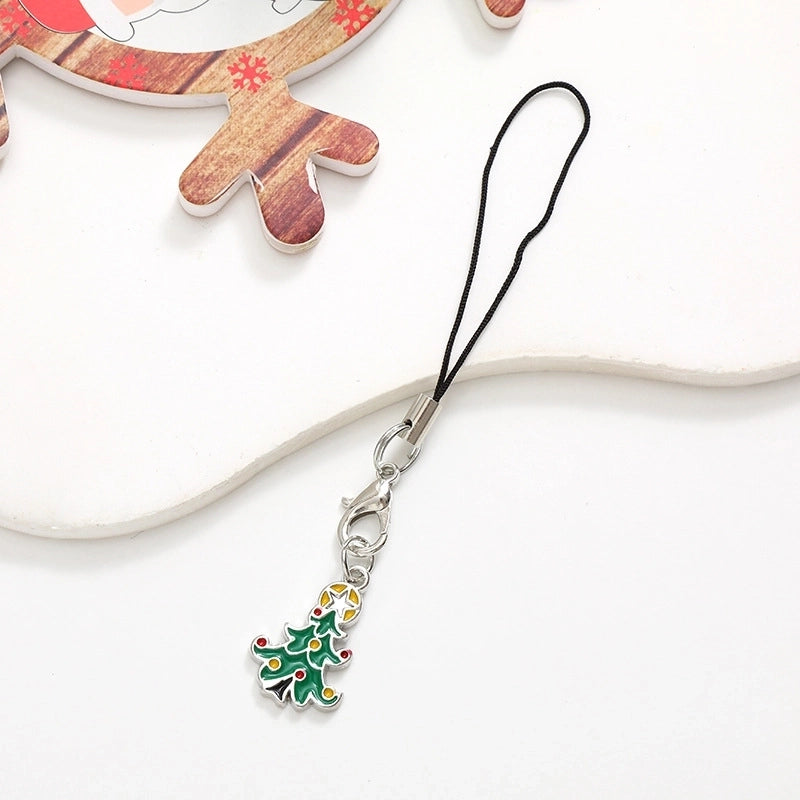 Cute Christmas Tree Snowman Snowflake Alloy Plating Christmas Bag Pendant Mobile Phone Chain