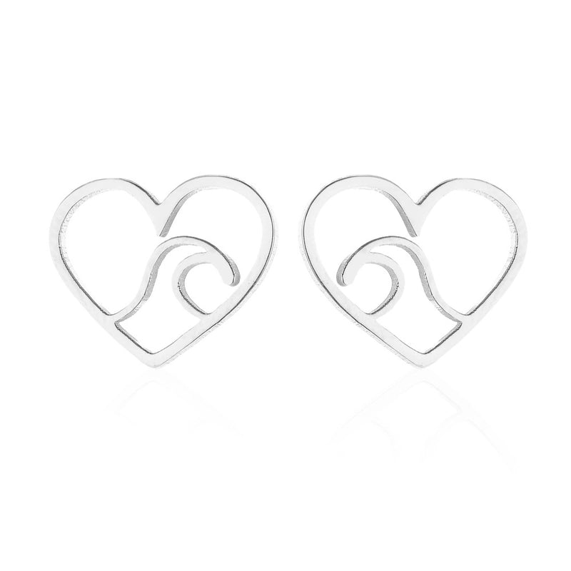 Minimalist Christmas Tree Heart Shape Elk Stainless Steel Plating Hollow Out Ear Studs 1 Pair