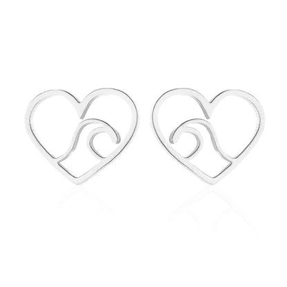 Minimalist Christmas Tree Heart Shape Elk Stainless Steel Plating Hollow Out Ear Studs 1 Pair