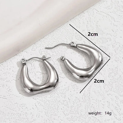 1 Pair Basic Vintage Style U Shape Plating 201 Stainless Steel 18K Gold Plated Hoop Earrings