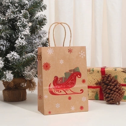 Christmas Cartoon Style Cartoon Brown Paper Christmas Party Gift Bags