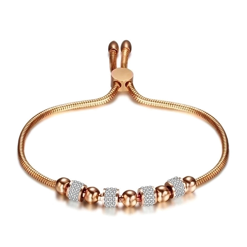 1 Piece Minimalist Geometric Stainless Steel Inlay Artificial Rhinestones Bracelets