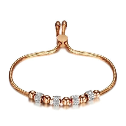 1 Piece Minimalist Geometric Stainless Steel Inlay Artificial Rhinestones Bracelets