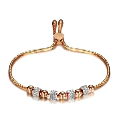 1 Piece Minimalist Geometric Stainless Steel Inlay Artificial Rhinestones Bracelets