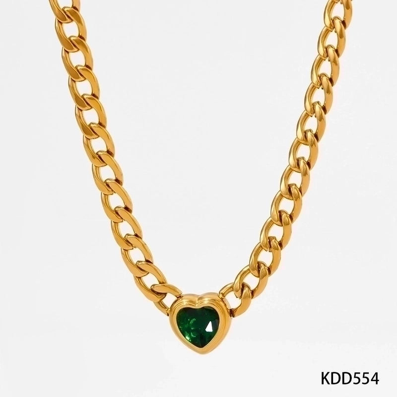 3 Pieces 304 Stainless Steel 16K Gold Plated White Gold Plated Gold Plated Minimalist Inlay Heart Shape Zircon Bracelets Earrings Necklace