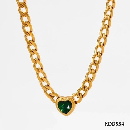 3 Pieces 304 Stainless Steel 16K Gold Plated White Gold Plated Gold Plated Minimalist Inlay Heart Shape Zircon Bracelets Earrings Necklace