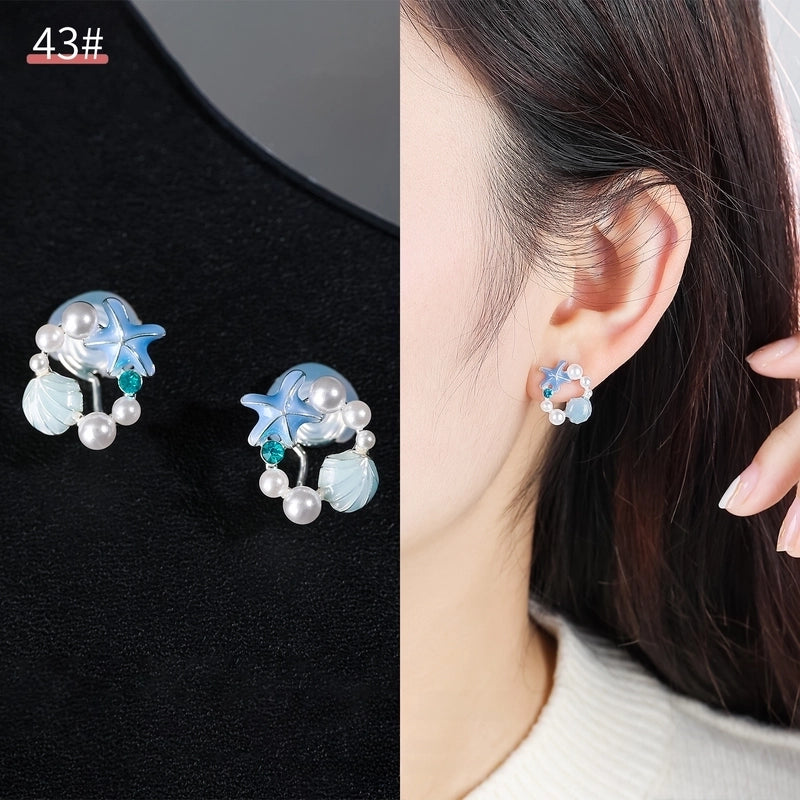 Mosquito Incense Plate Ear Clip Women's Ear Holes Exquisite Pearl Earrings Advanced Hong Kong Style Retro Niche Light Luxury Earrings