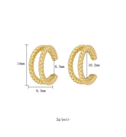 2 Pieces Minimalist Geometric Plating Inlay Copper Zircon 18k Gold Plated Hoop Earrings Ear Cuffs Ear Studs