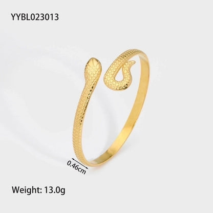 Modern Style Geometric Heart Shape Snake 304 Stainless Steel 18K Gold Plated Bangle In Bulk