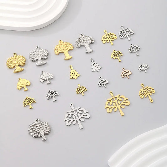 Fashion Stainless Steel Tree Of Life Series Pendant Tree Shape Hanging Ornament Personalized Diy Wishing Tree Christmas Tree Accessories