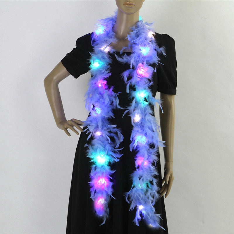 Christmas LED Feather Pendant Christmas Tree Decoration Glowing Feather Strip Holiday Party Decoration Feather Strip