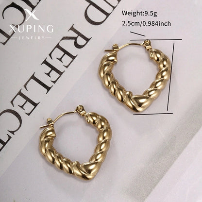 2 Pieces Retro XUPING Minimalist Geometric Knot Plating 304 Stainless Steel 18K Gold Plated Earrings