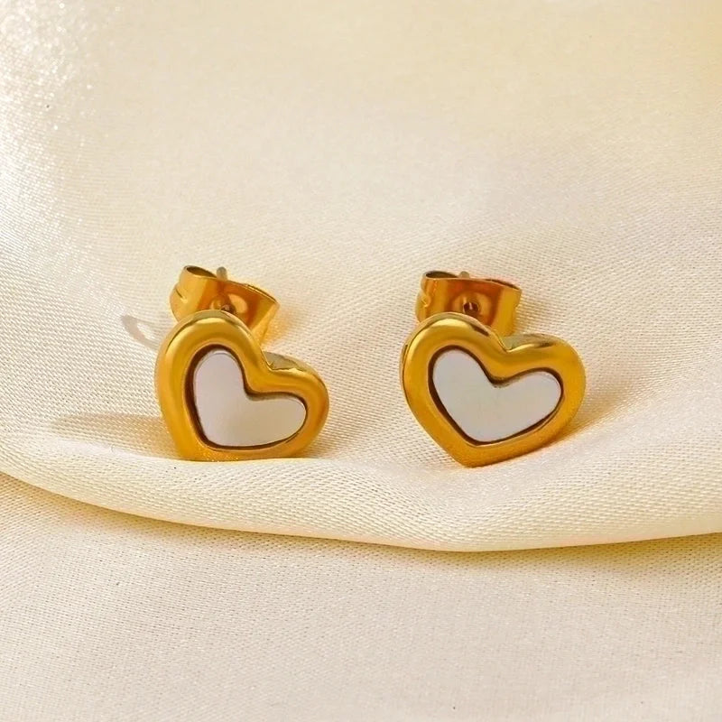 304 Stainless Steel Titanium Steel 18K Gold Plated Sweet Plating Heart Shape Acrylic Bracelets Earrings Necklace